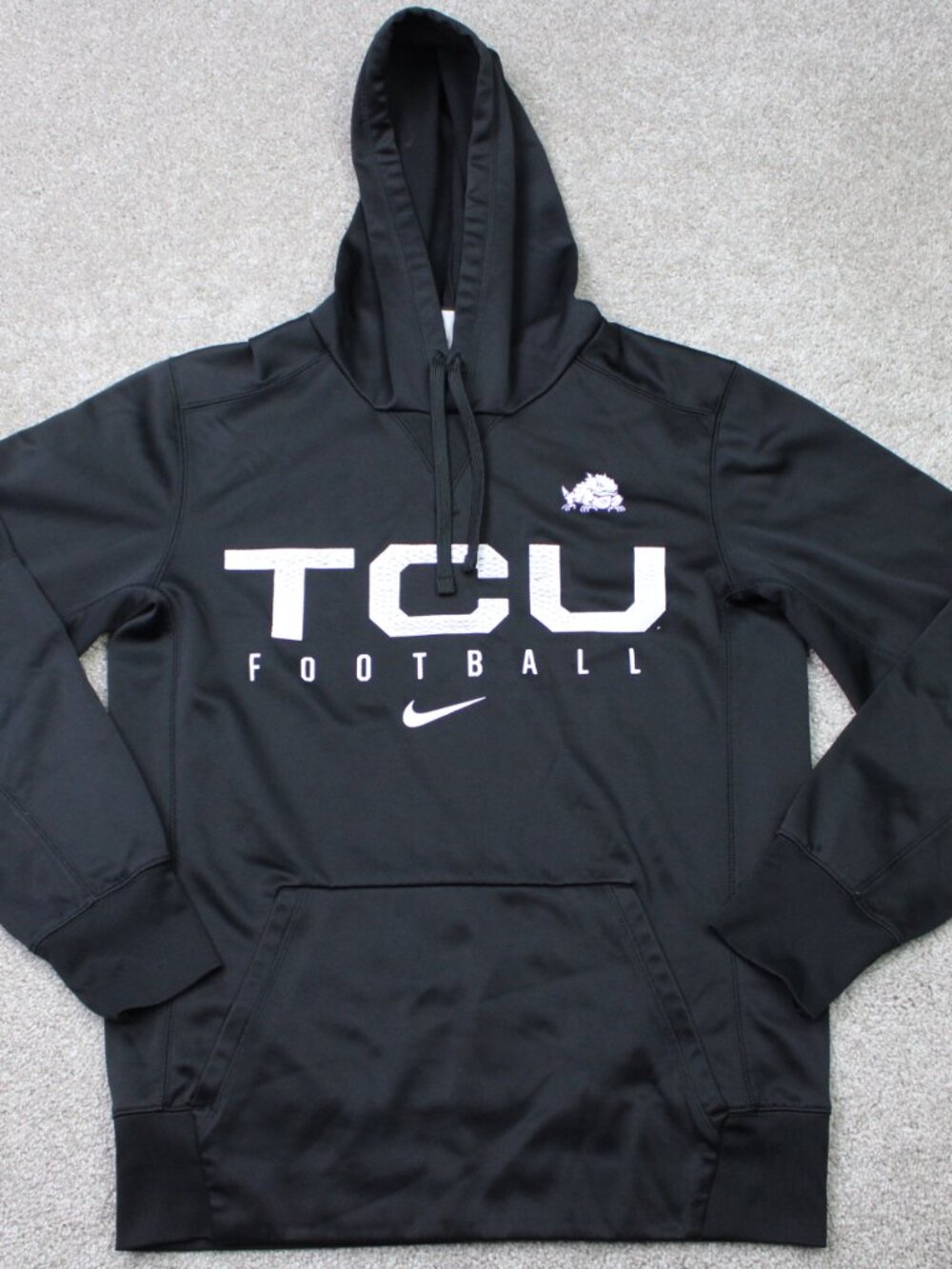 Nike TCU Football Hoodie Mens Small Black Therma-Fit L/S Hooded Sweatshirt